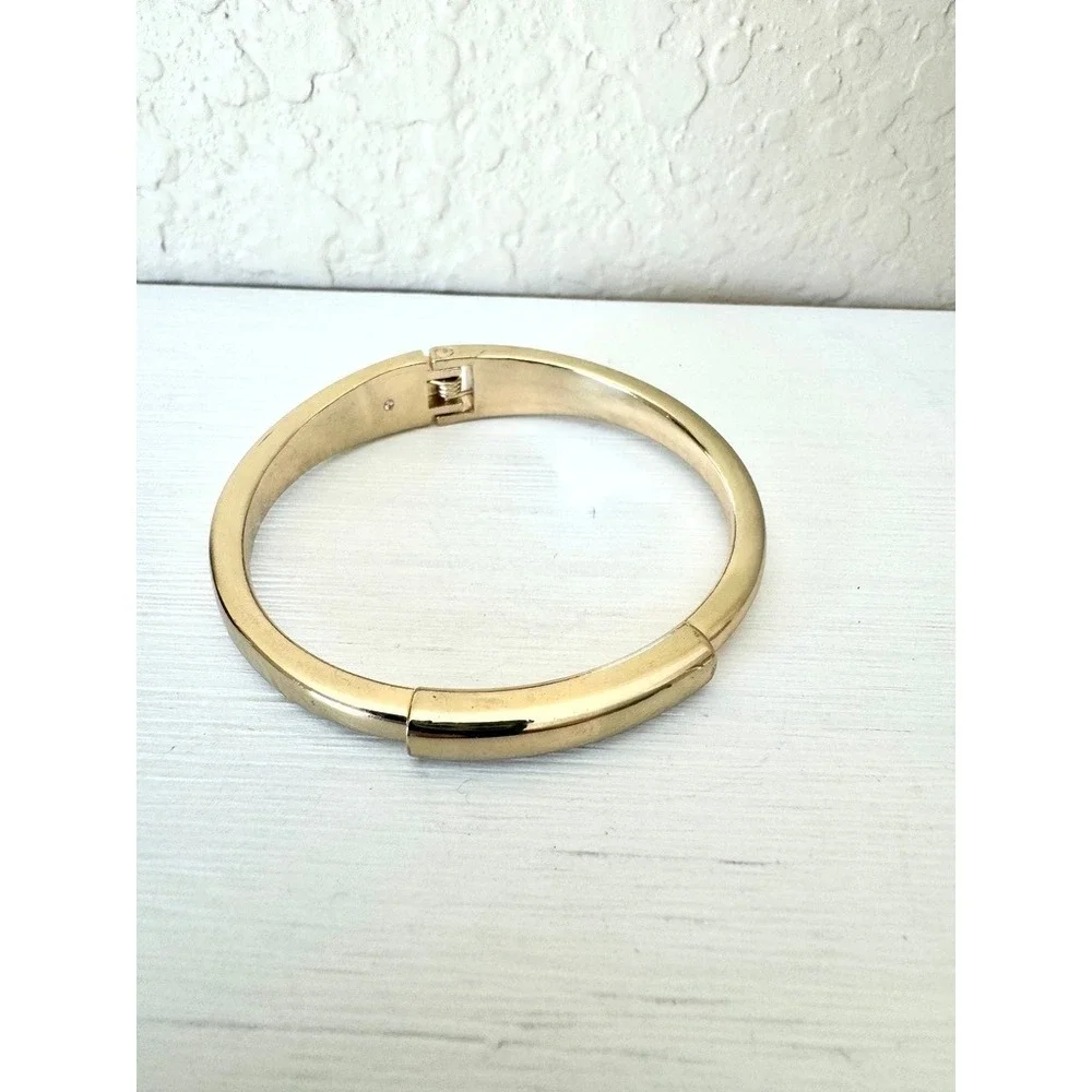 Gold‎ Tone Hinged Bangle Bracelet Tubular Minimalist Stackable 7